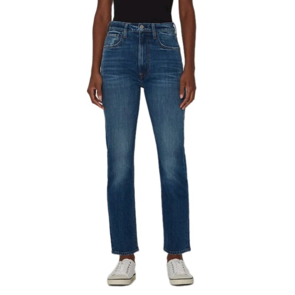 7 For All Mankind Easy Slim Cropped Jeans Womens 31 High Rise Dark Wash Denim